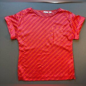 Liz Claiborne Colorful Short sleeve blouse, pocket on front, size‎ M